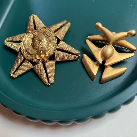 Vintage Greek Revival Star of David MCM modernist Brutalist Brooch 2 Piece Lot - Picture 1 of 5